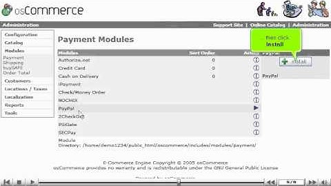 Add payment modules in osCommerce by VodaHost web hosting