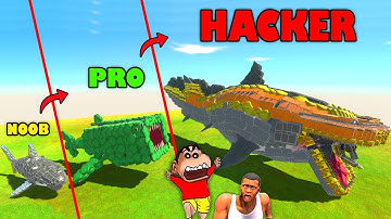 UPGRADING NOOB BLOOP into HACKER in NOOB vs PRO vs HACKER Animal Revolt Battle Simulator Shinchan