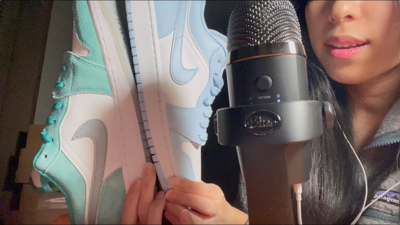 ASMR Shoe Collection - Air Jordan 1 Low Sneakers 👟🩵💛🩶