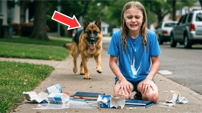 Bullies Drenched Her In Milk—Then A Stray Dog Jumped In To Protect Her