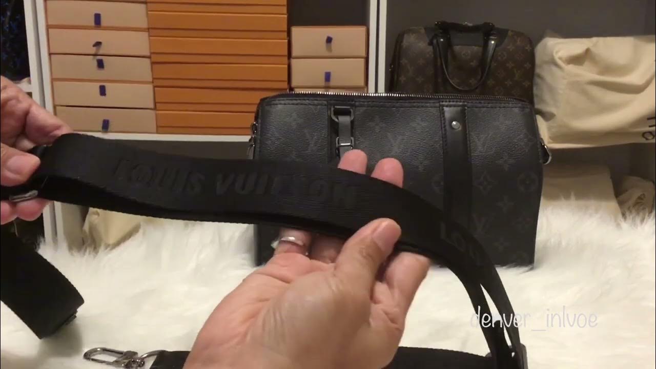 Louis Vuitton Black Monogram Eclipse City Keepall Bandouliere Speedy  Leather ref.434991 - Joli Closet