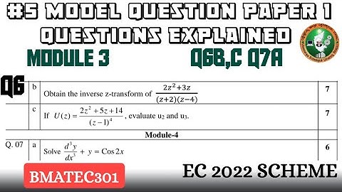 #8 Maths Model Question Paper 1 Q6b,c Q7a Explained Module 3,4 3rd Sem ECE 2022 Scheme BMATEC301 VTU