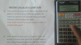 Present Value of a Lump Sum (Single amount) | Financial Calculator Sharp EL-738