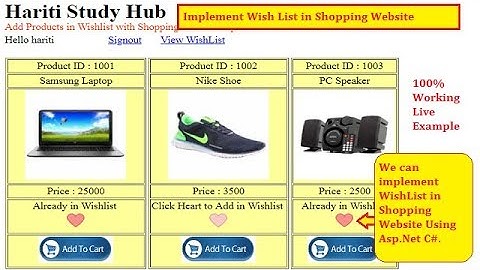 Part 2 : Add Products to Wish List in Shopping Website Asp.Net C# | Hindi | Free Online Classes