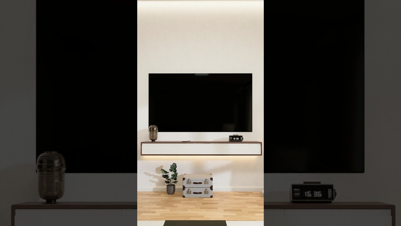 Walnut and Gloss White TV Cabinet 