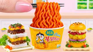 Top Of Fast Food | How To Cook Miniature Cheese Spicy Noodles with Cheesy Burger, Chicken Burger