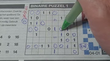 Thursday. Bonus Extra edition. (#7738) Binary01 Sudoku puzzle.  01-04-2024 Extra part 3 of 4