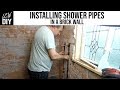 How to Install Shower Pipes in a Brick Wall - Bathroom Renovation 04 - DIY Vlog #19