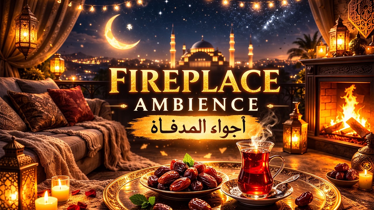 Ramadan Fireplace Ambience ☪️ | Cozy Fire Sounds + Calm Arabic & Turkish Islamic Instrumental