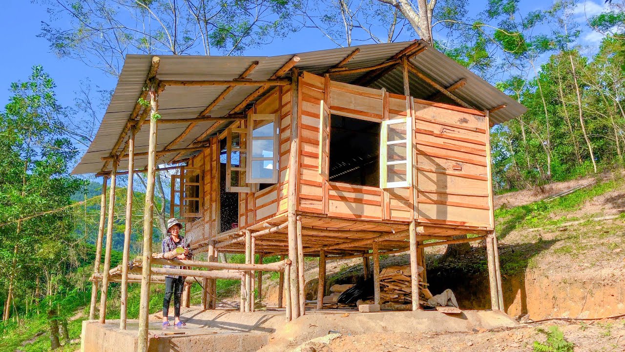 Full Video - Building Wooden House - Off grid Cabin - Ngân Daily Life ...
