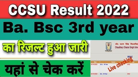 Ccsu result 2022 | ccsu result 2022 ba bsc 3rd year | how to check ccsu result 2022 | ba bsc 3rd