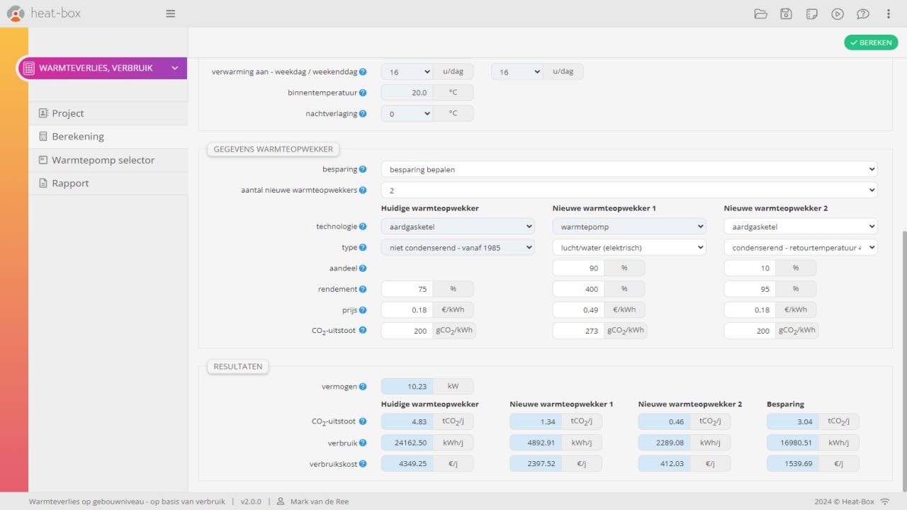 Heat-Box warmteverliesberekening op basis van verbruik