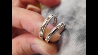 結婚指輪 ミル打ち | プラチナの指輪を鍛造で手作り