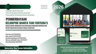 Pemberdayaan KWT Fortuna s melalui Smart Greenhouse Digitalisasi Manajemen Hortikultura