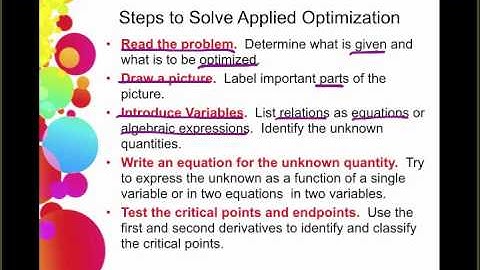 Steps for solving optimization word problems
