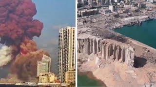 Massive Explosions in Beirut | Large scale explosions rock Beirut port