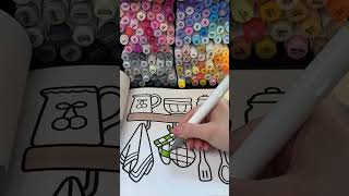 Cozy Coloring Kitchen Page With Ohuhu Markers #coloring #cozycoloring #coloringbook #coloringasmr