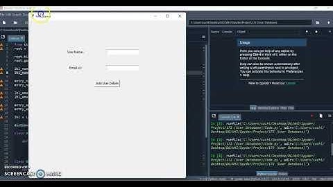 Darsh Garg / Project - 172 (User Database) / WhiteHat Jr / Python Coding / Spyder