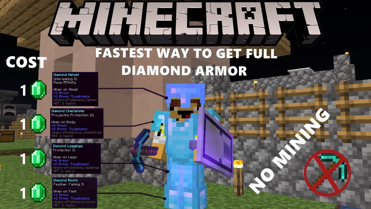 FASTEST AND CHEAPEST WAY TO GET FULL DIAMOND ARMOR IN MINECRAFT, UNDER DAY  10 