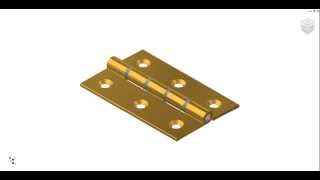 (AutoDesk Inventor) 76 x 50mm Double Steel Washered Brass Butt Hinge