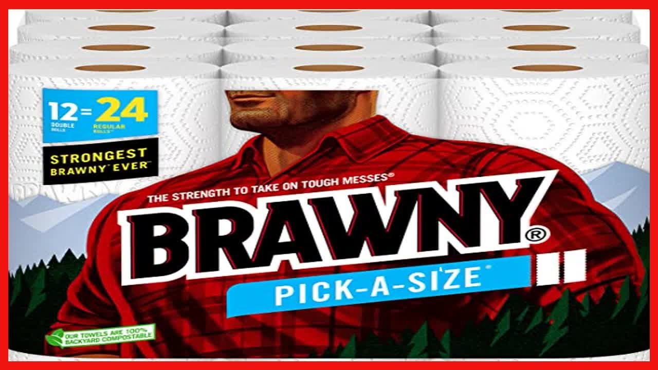 Brawny Pick-A-Size Paper Towels, 12 Double Rolls = 24 Regular Rolls