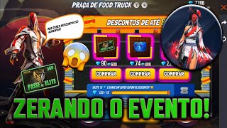 PEGANDO PASSE BARATO, EVENTO PRAÇA DE FOOD TRUCK FREE FIRE, MELHOR EVENTO DO FREE FIRE, NOVAS SKINS!