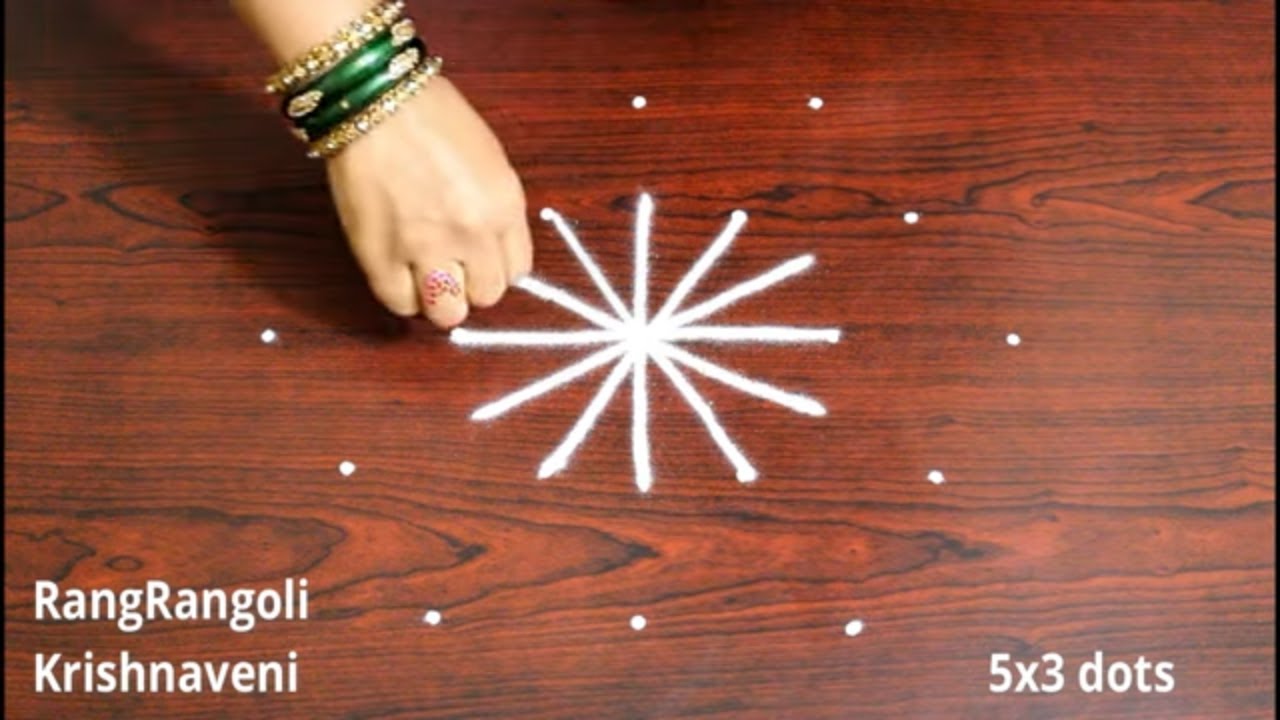 Independence day Special Rangoli💐5x3 dots Independence day Kolam💐RangRangoli Krishnaveni