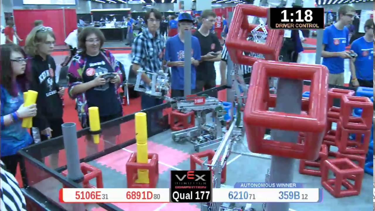 2015 VRC Engr Q177 - 5106E 6891D vs 6210 359B - 57 to 54 - VEX Worlds 2015 - Engineering Division