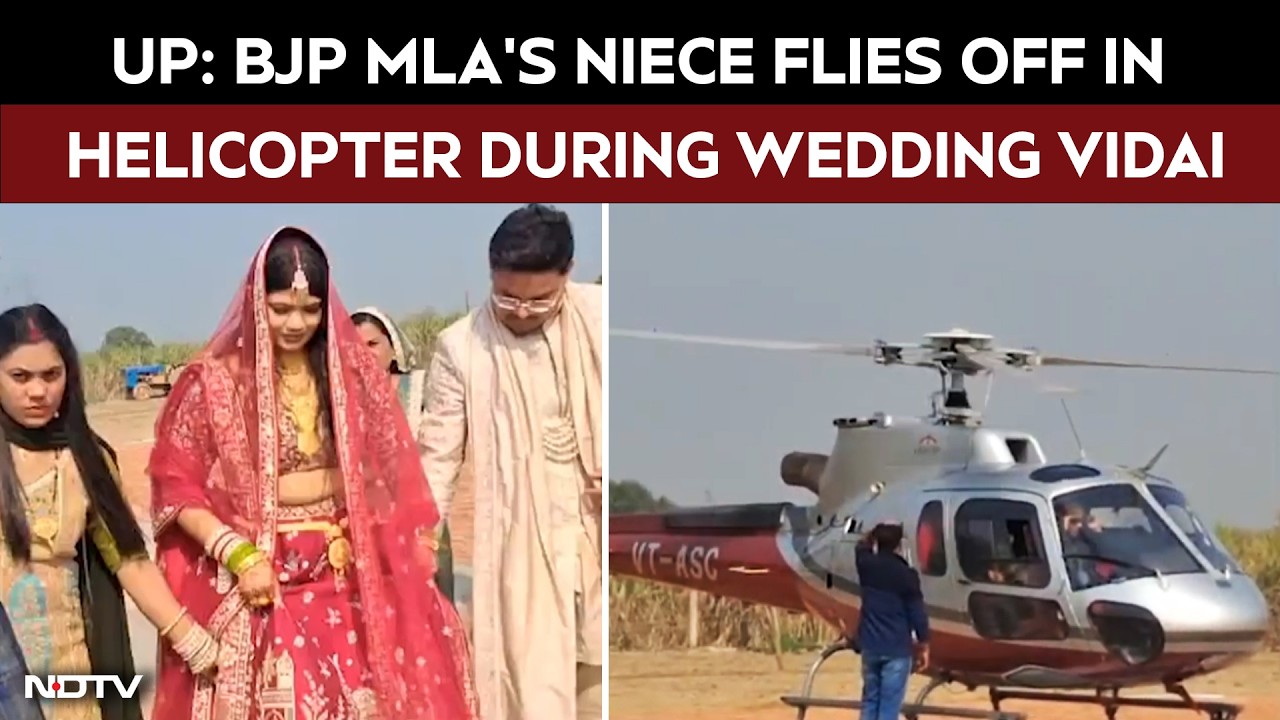 BJP MLA’s Niece Departs In Helicopter During Wedding Vidai, Video Goes Viral