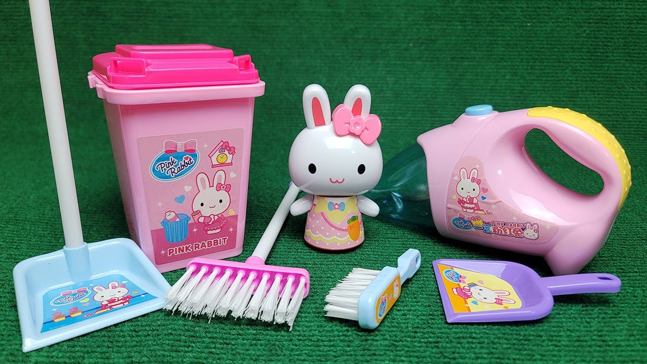 6 Minutes Satisfying with Unboxing Pink Rabbit Home Cleaning Playset, Review Toys ASMR (no music)