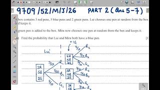 9709/52/M/J/26 - PART 2 (QNS 5 - 7) | AS PROBABILITY & STATISTICS 1 PAPER 52 MAY/JUNE 2026