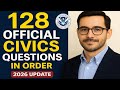 128 Official Civics Questions in Order (2025 Update) - Full Answers and Repeat 2X!
