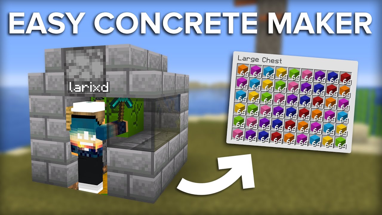 Minecraft Easiest Concrete Maker - 16,16 Concrete Per Hour!