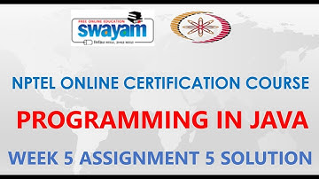 Programming in Java | NPTEL | Week 5 | Assignment 5 Solution | Jan2021