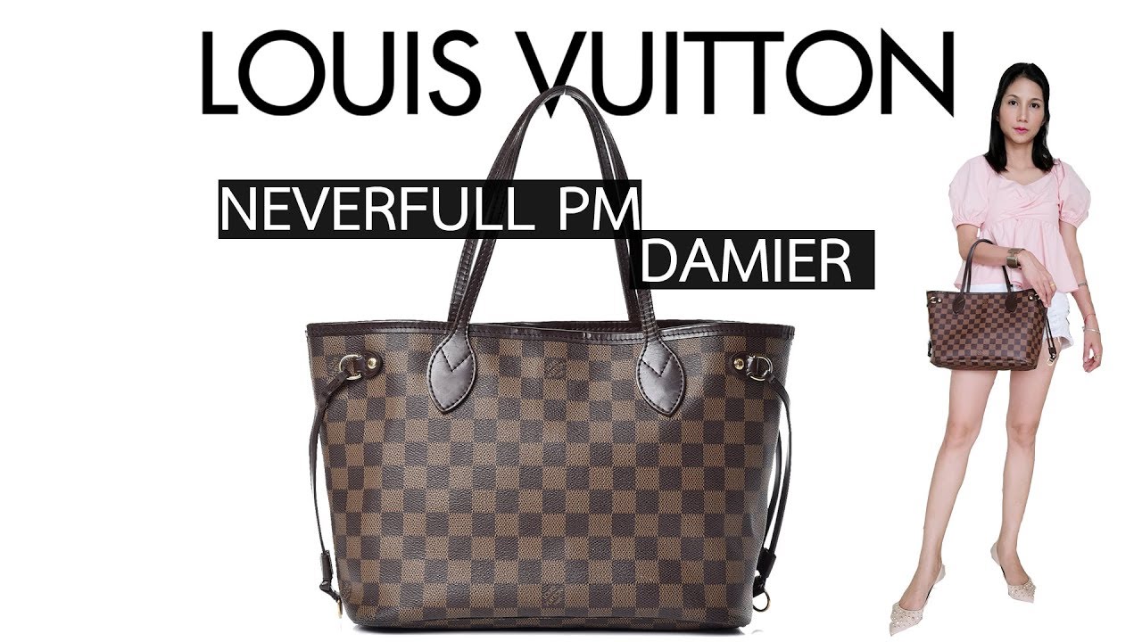รีวิวกระเป๋าหลุยส์วิตตอง Louis Vuitton Neverfull PM Damier | N51109 - YouTube