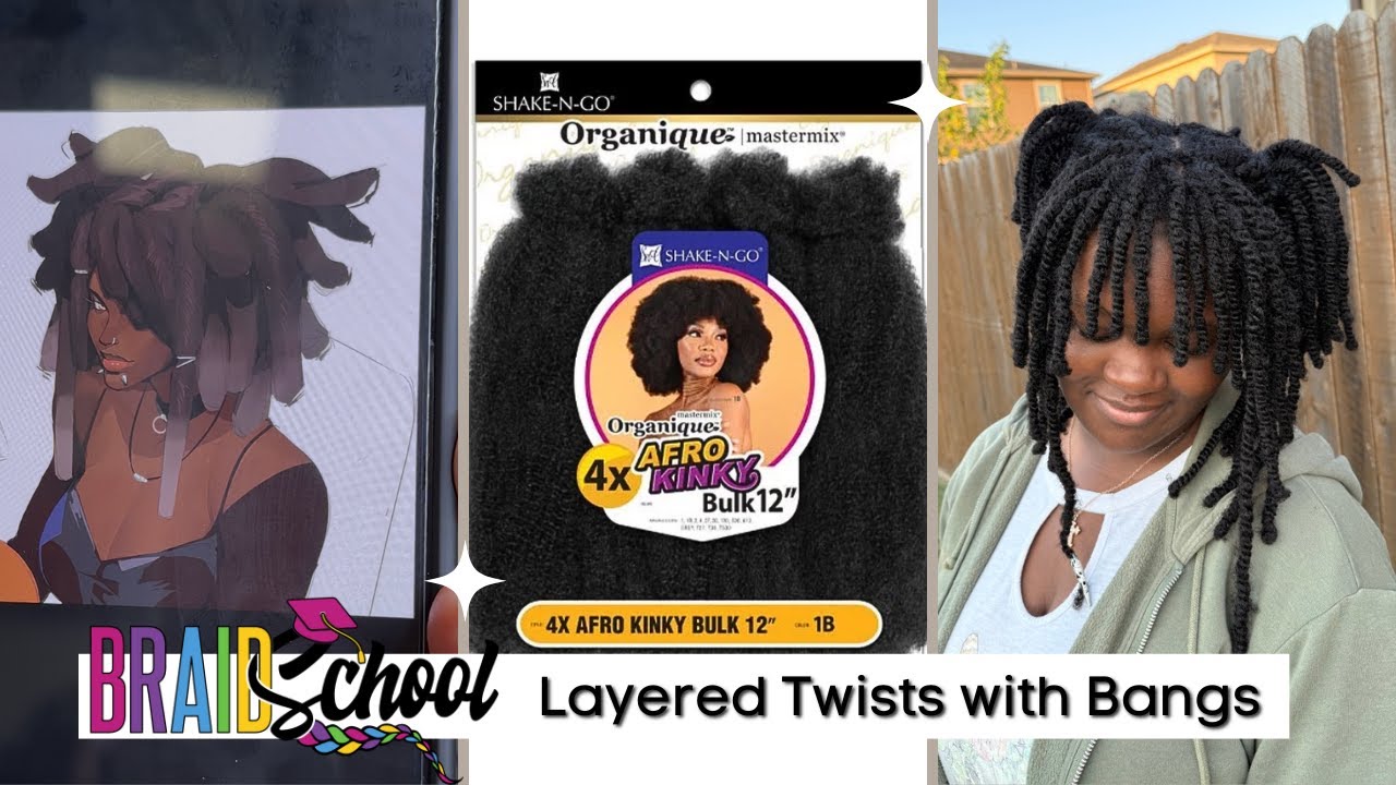 Многослойные косы с челкой | Защитная укладка с использованием афро-кудрявых объёмных волос | Bra...