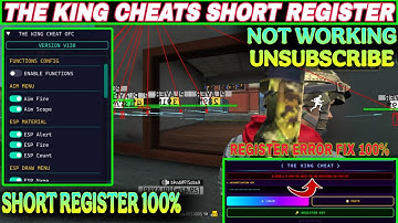 THE KING CHEATS SHORT REGISTER| REGISTER ERROR FIX | 1 MONTH KEY GENERATE 100% WORKING TRICK