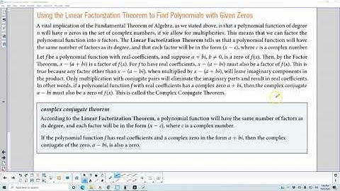 Math 10 5.5 Using the Linear Factorization Theorem to Find Polynomials with Given Zeros
