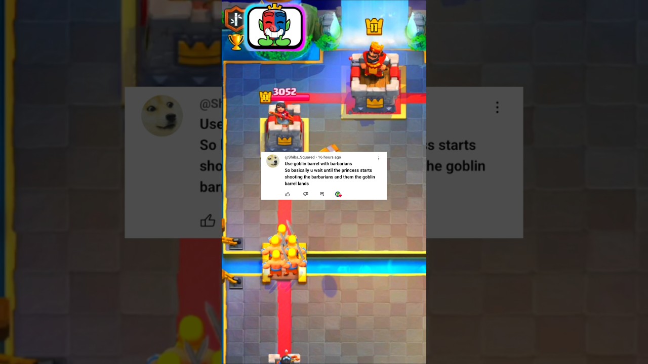 can barbarians + goblin barrel 3 crown 👑 