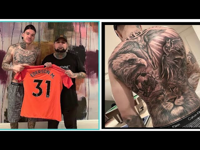 Manchester City goalkeeper Ederson getting new back Tattoo - YouTube