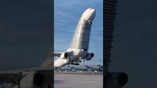 This massive white mega plane is taking off like a flying skyscraper😱✈️#megaplane #FlyingSkyscraper
