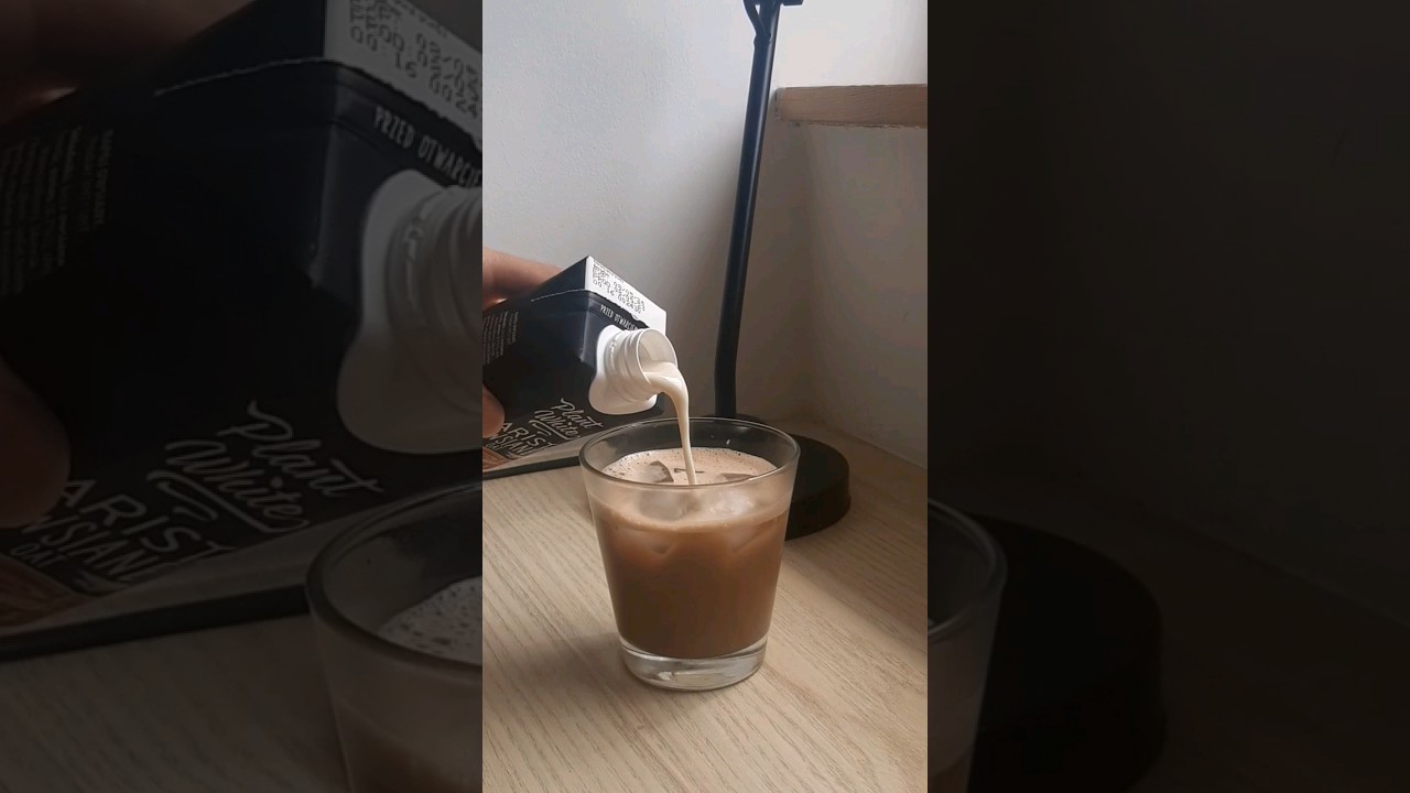 Making Iced Mocha with oat milk 🖤 #asmr #coffee #shorts - YouTube