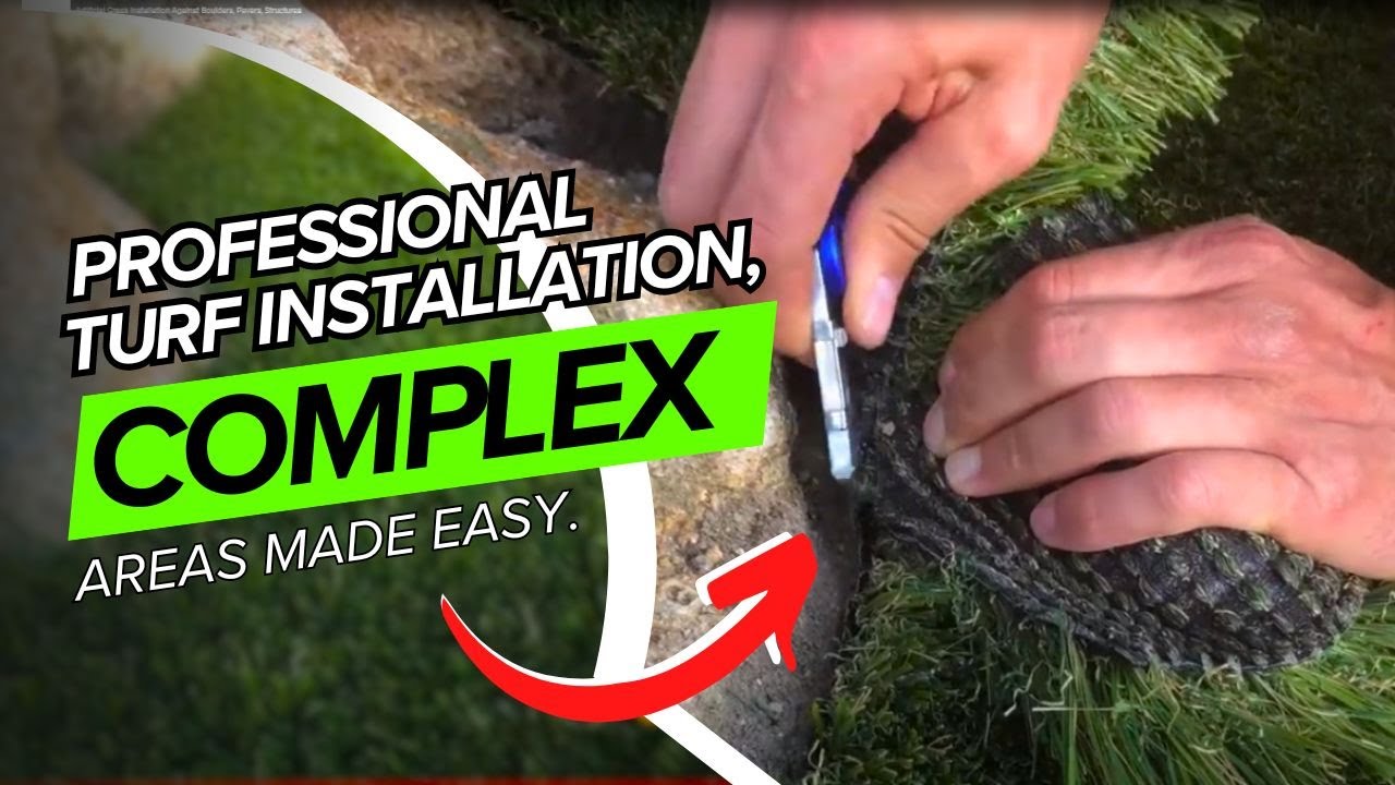 How to install Artificial Putting Green against Pavers and Boulders.