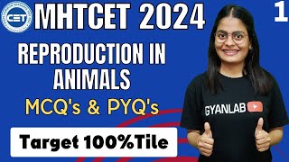 🔴MHTCET 2024 | Reproduction in Animals | PYQs | Level 1 | Biology | Gyanlab | Anjali Patel