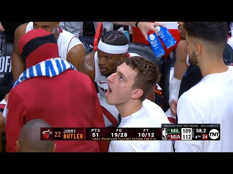 Nikola Jovic hilarious reaction to Jimmy Butler's stat line vs Bucks 😂