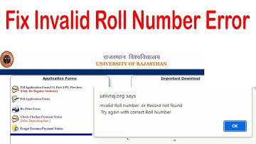 Uniraj BA MA Roll Number Invalid Error Solve 2022 || Fix invalid roll number UOR