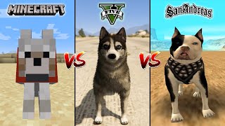 MINECRAFT DOG VS GTA 5 DOG VS GTA SAN ANDREAS DOG - WHO IS BEST? screenshot 3