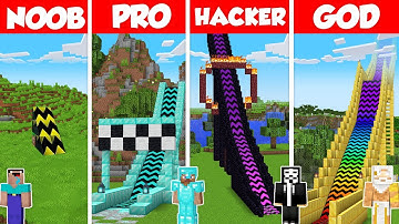Trampoline Build Battle Challenge - Noob vs Pro vs Hacker vs God - Minecraft Animation