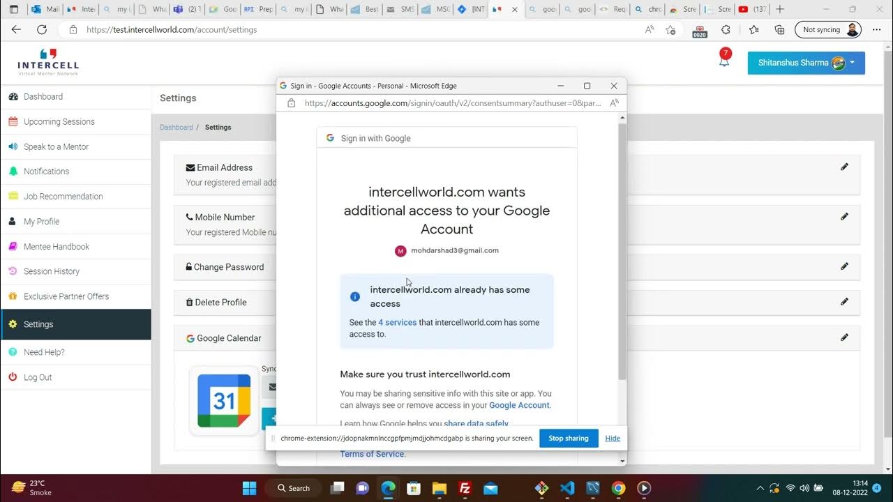 Google Calendar permission YouTube
