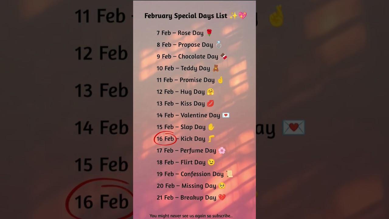 February Special Days List 💖 | Valentine Week Full Schedule 2025 | Love & Breakup Days